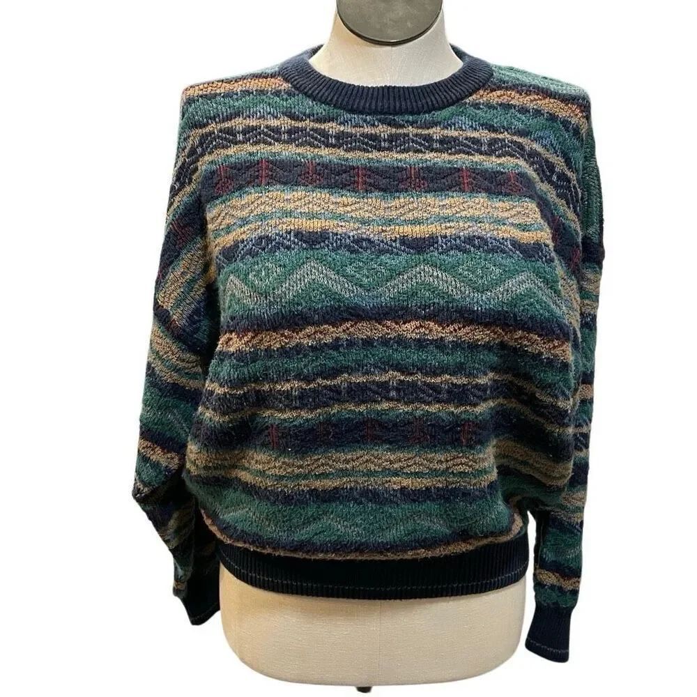 Vtg Cotton Traders Mens 2D Knit Crewneck Pullover Sweater XL Streetwear Normcore